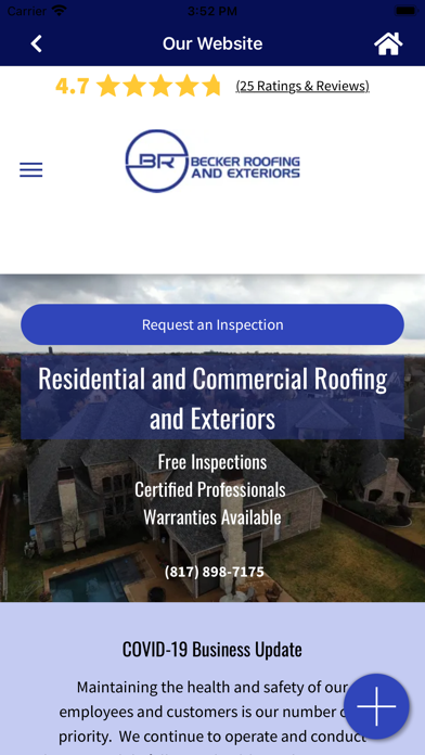Becker Roofing and Exteriors Screenshot