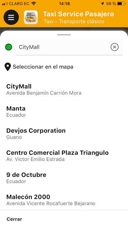 TaxiService Pasajero