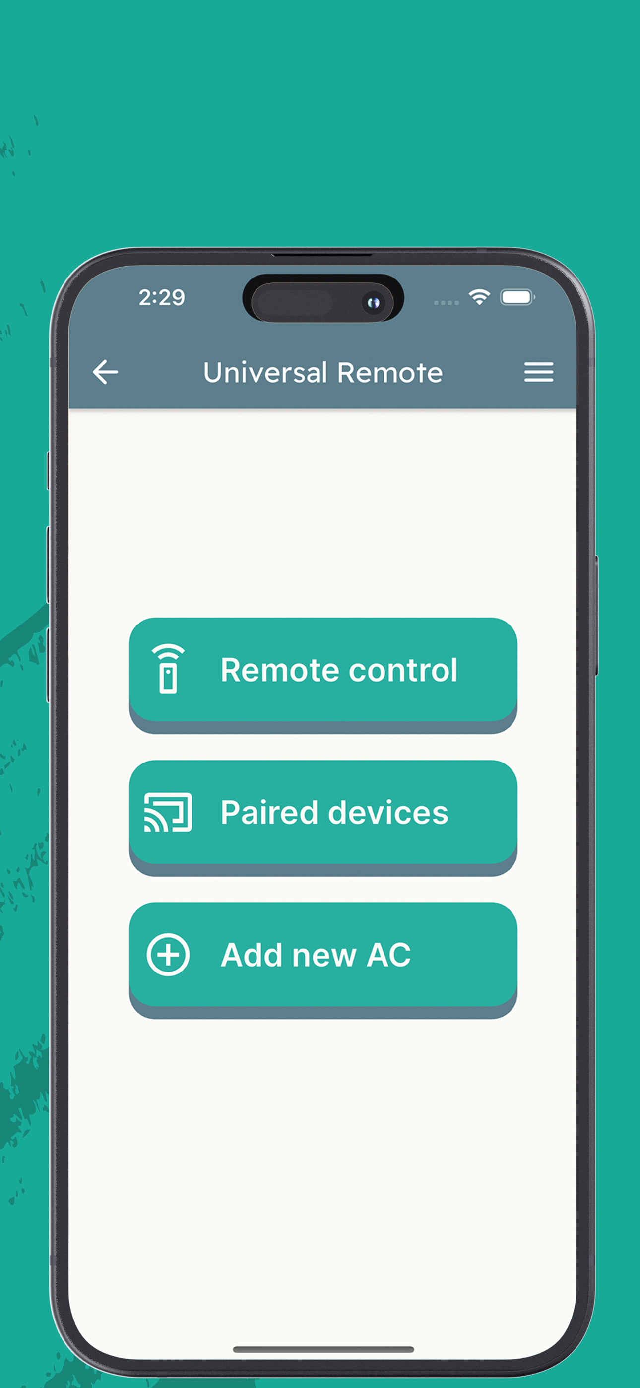 Universal remote for AC