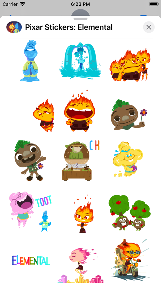 #2. Pixar Stickers: Elemental (iOS) By: Disney