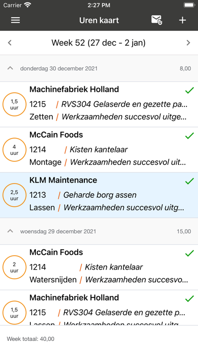 Komdex Urenregistratie Screenshot