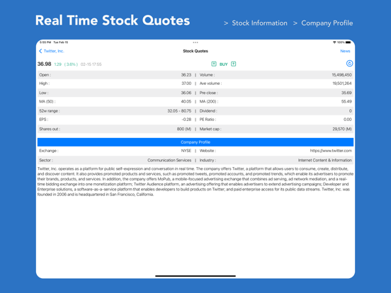 Stock Charts and Quotes iPad screenshot
