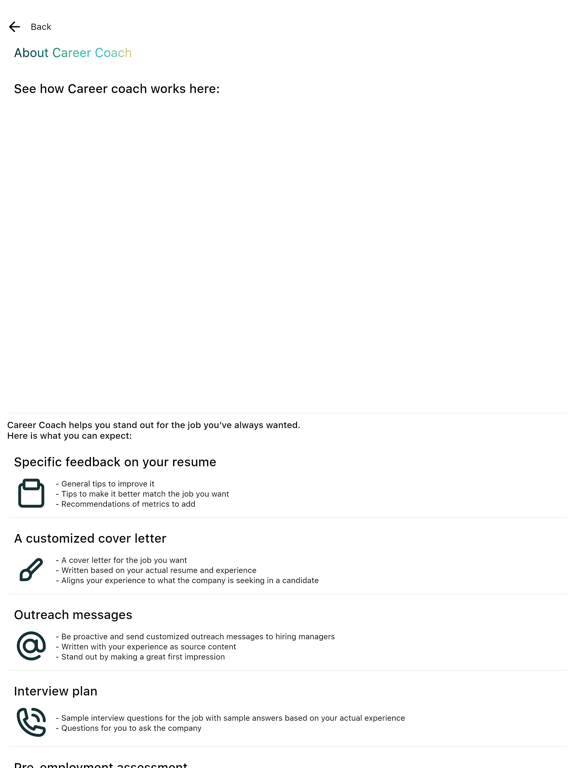 MyCareerCoach iPad screenshot 4 - Productivity app
