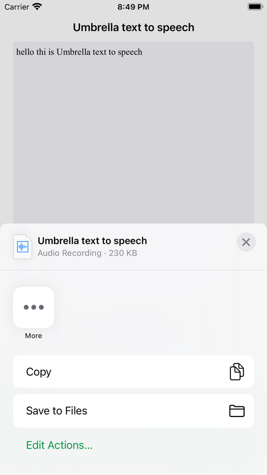 #3. Umbrella text to Speech (iOS) Podle: 溪明 林