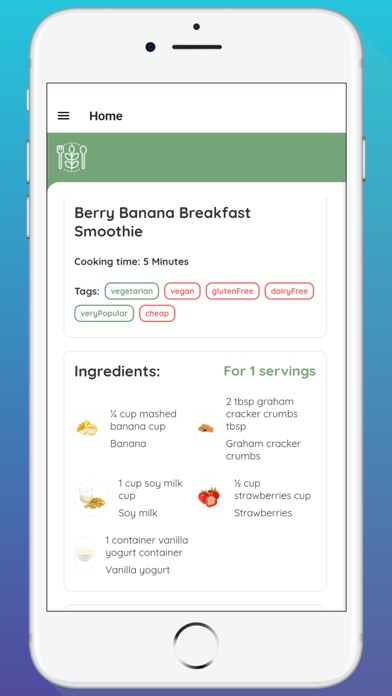 Vegan Recipe Healthy Food Screenshot