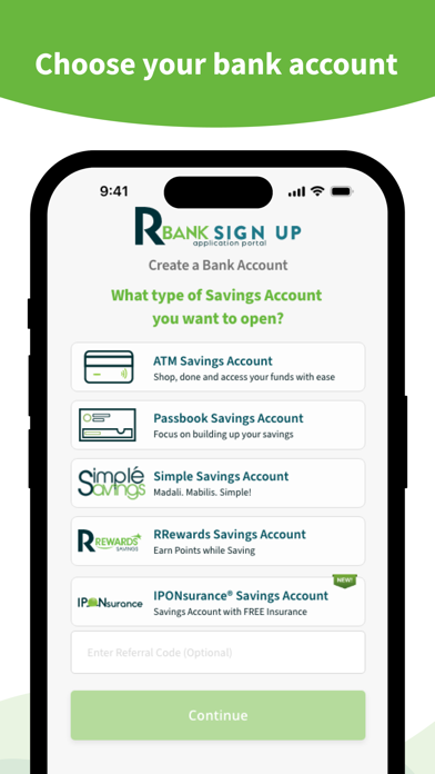 RBank Sign-Up Screenshot