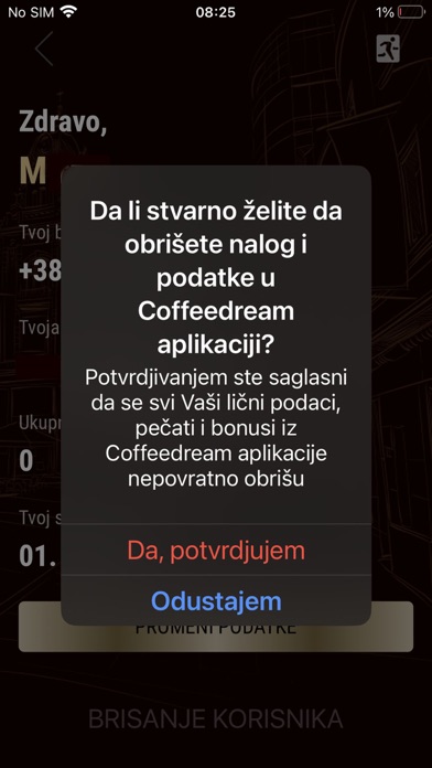 Coffeedream - bonus kartica Screenshot