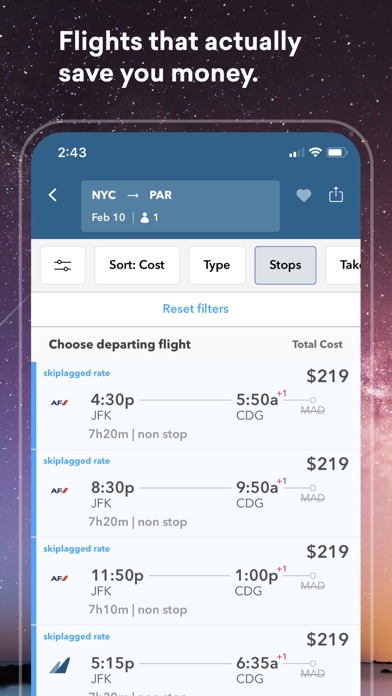 Skiplagged: Flight Booking Screenshot