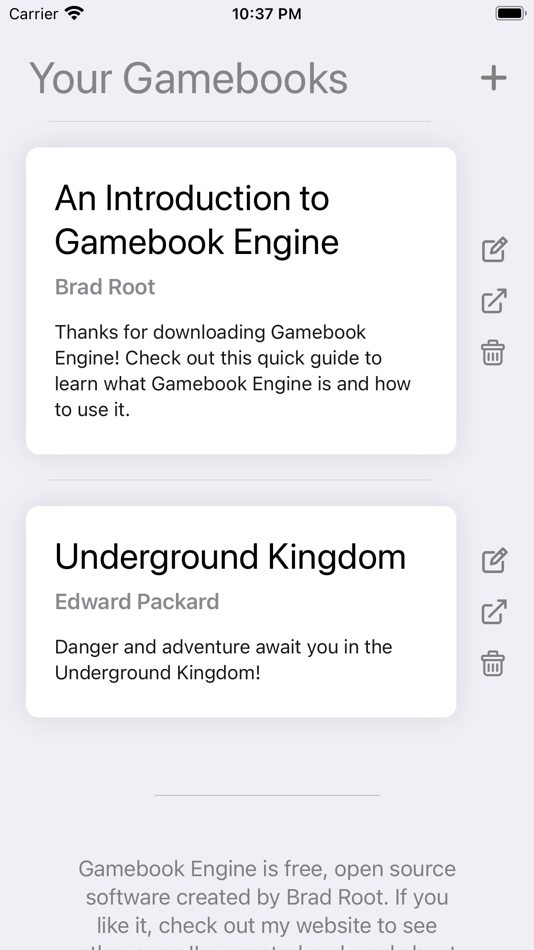 #1. Gamebook Engine (iOS) 由: Brad Root