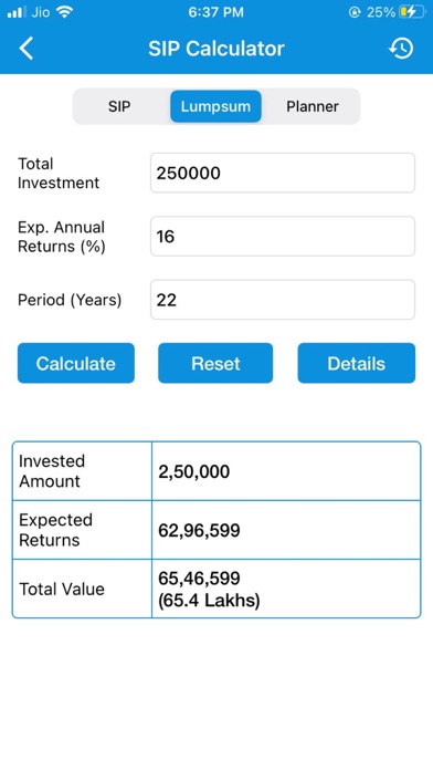 SIP Calculator - Lumpsum Screenshot