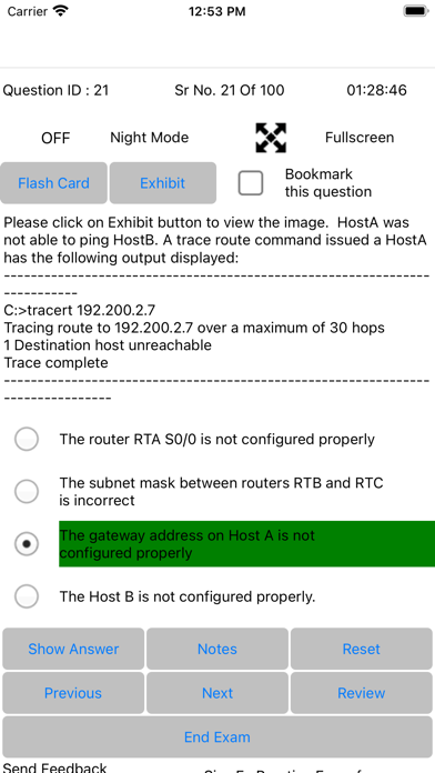 Sim-Ex ExamSim CCST Networking Screenshot