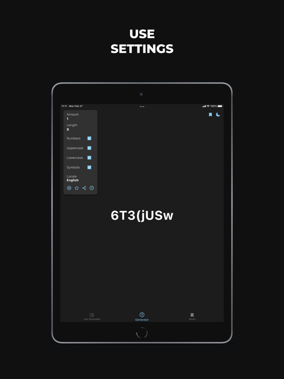 Random Password Generator: RPG iPad screenshot 4 - Utilities app