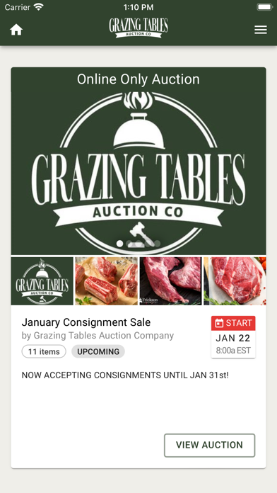 Grazing Tables Auction Company Screenshot