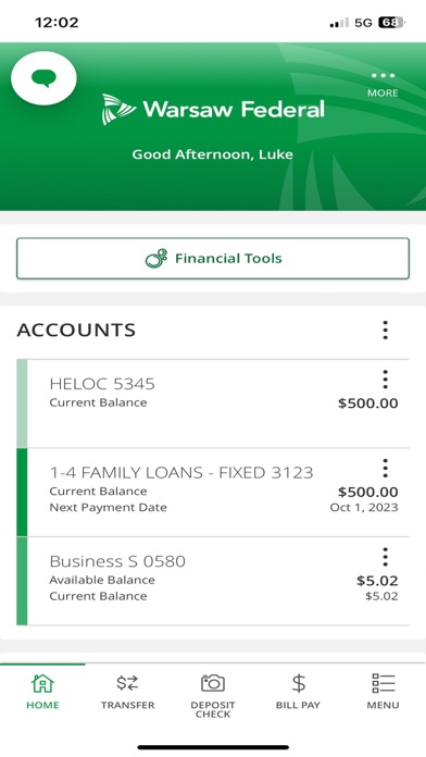 Warsaw Federal Mobile Banking Screenshot