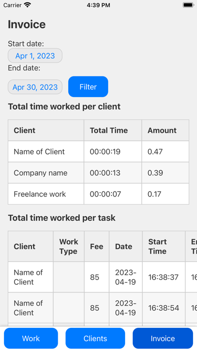 TimeTrackInvoicer Screenshot