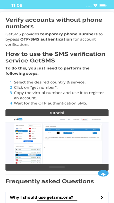 Receive SMS Online - GetSMS Screenshot