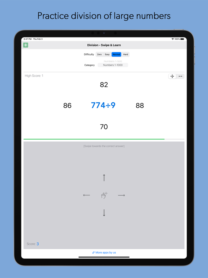 Division Math - Swipe and Learn