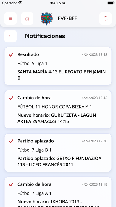 Federación Vizcaína de Fútbol Screenshot