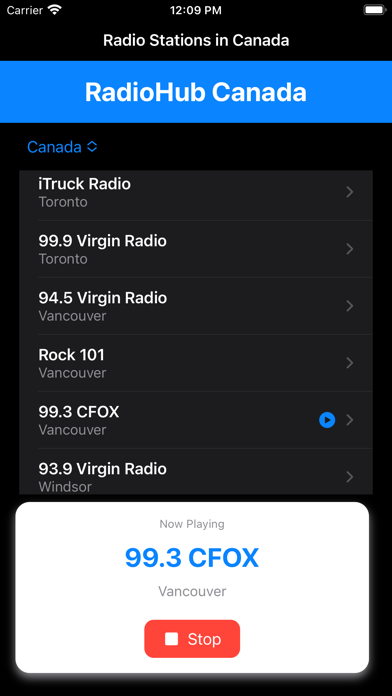 RadioHub Canada Screenshot