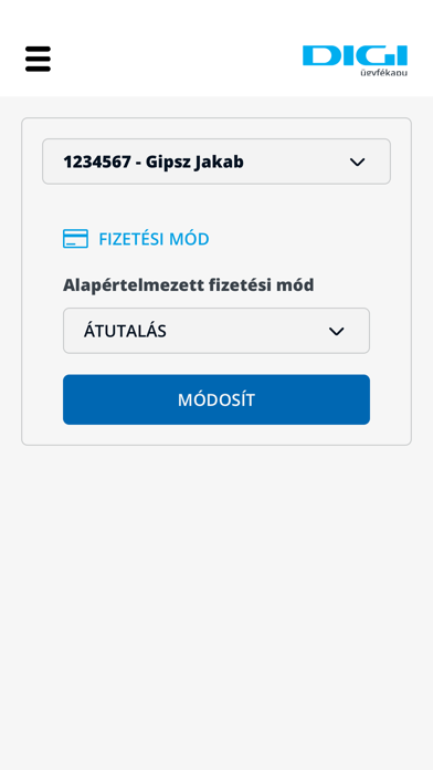 DIGI ügyfélkapu Screenshot