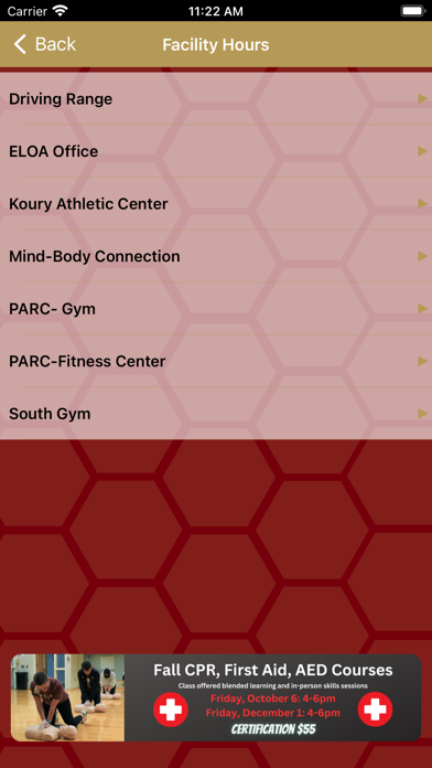 Elon University RecWell Screenshot