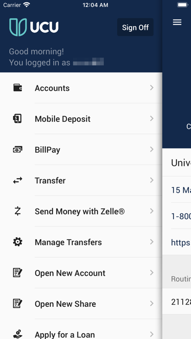 UCU's Mobile Banking Screenshot