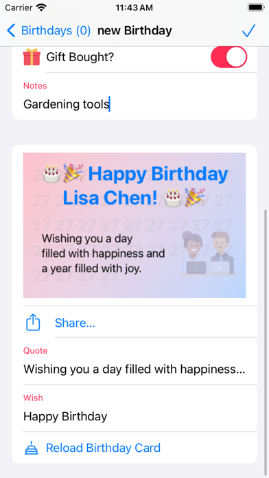 Screenshot #3 pour Simple Birthday Tracker Diary