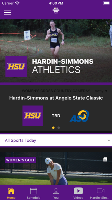 HSU Athletics Screenshot