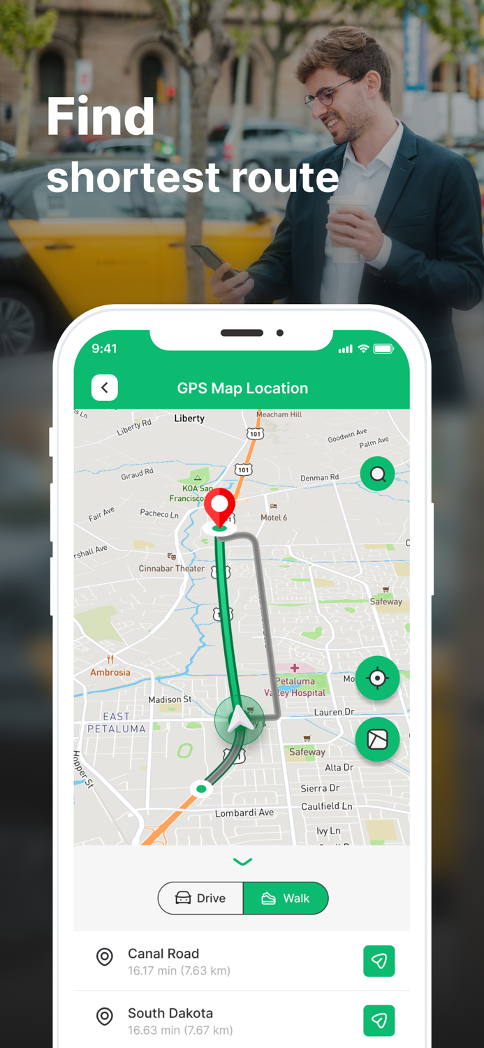 GPS Navigation Road Map Route