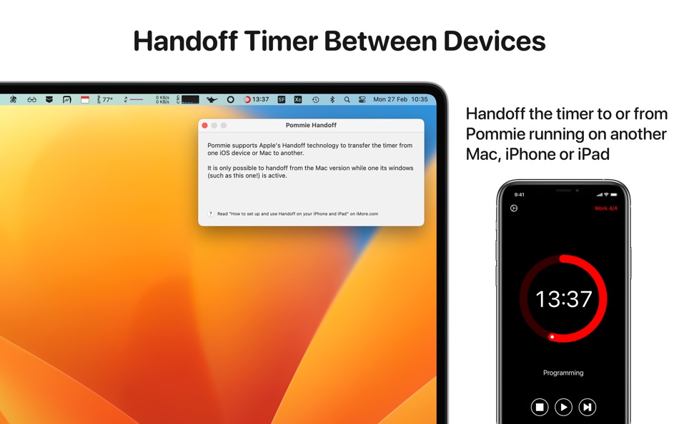 #5. Pommie - Pomodoro Timer (macOS) 由: Geoff Hackworth