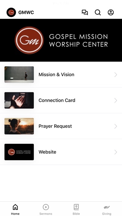 Gospel Mission Worship Center Screenshot