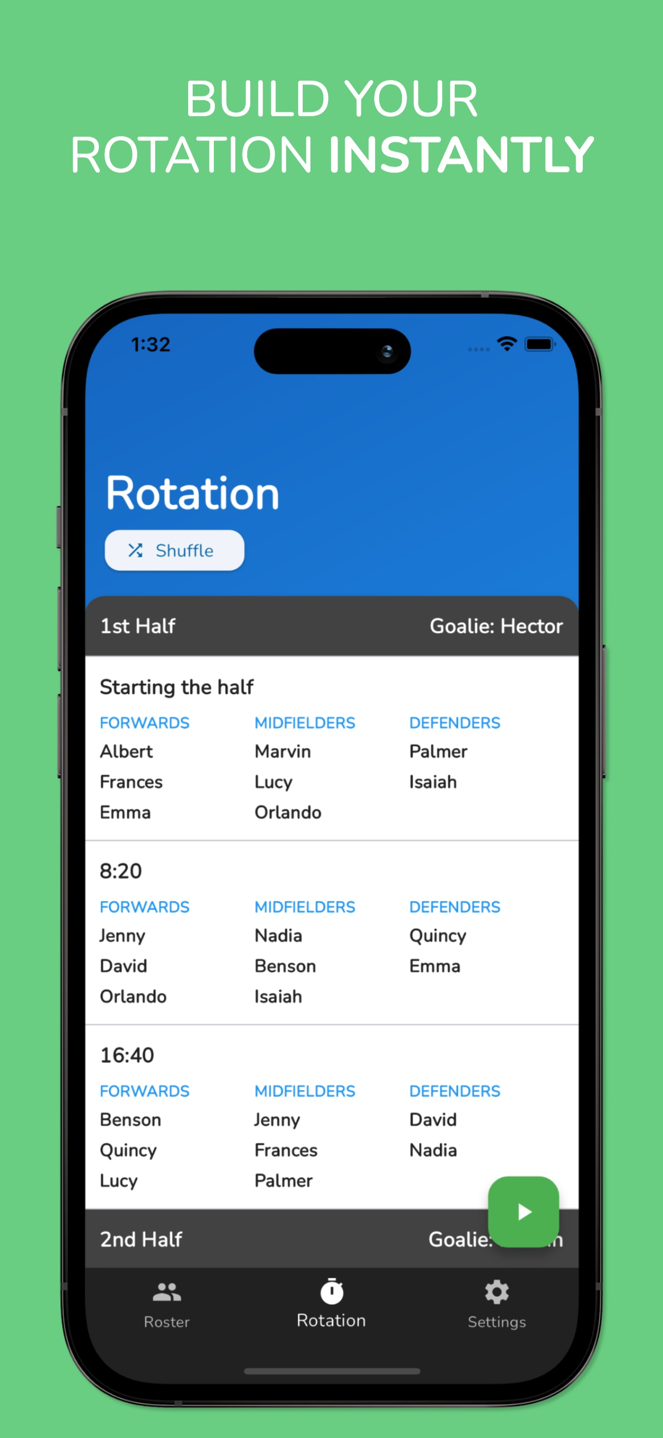 Playing Time: Easy Rotations