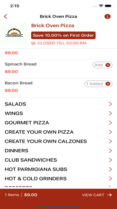 Brick Oven Pizza-Restaurant Screenshot