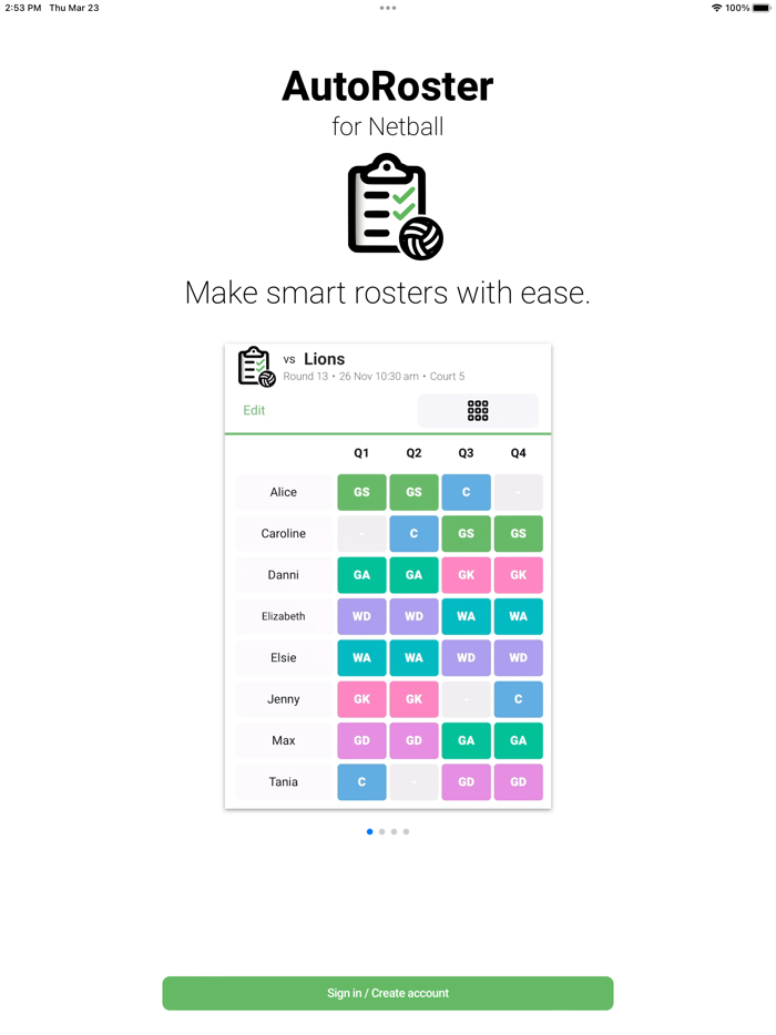 AutoRoster for Netball