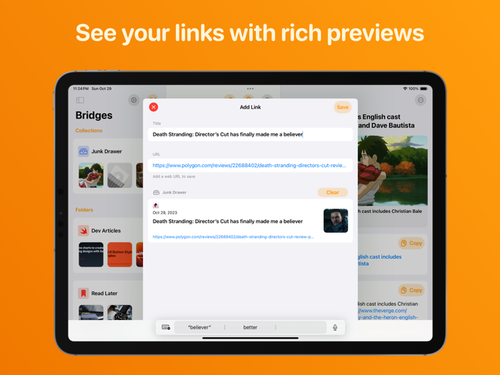 Bridges Link Formatting