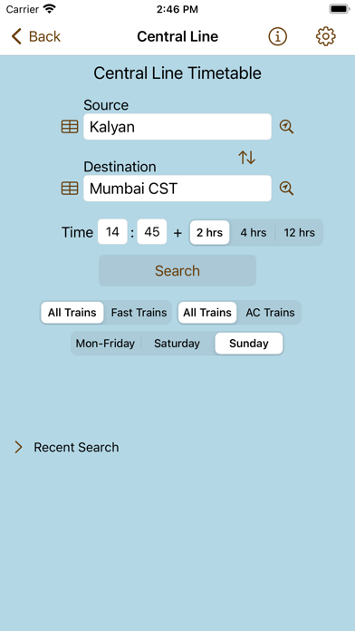 Mumbai Local Train Timetable Screenshot