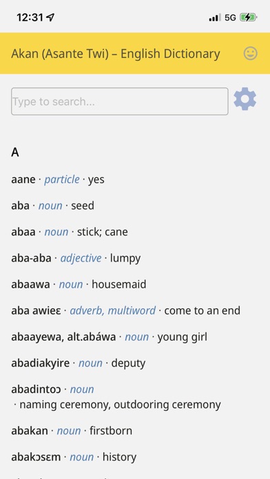 Akan-English Dictionary Screenshot