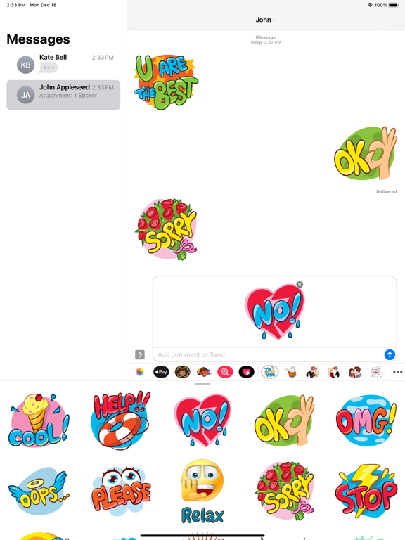 Daily Chat Words Reactions iPad screenshot 1 - Stickers app