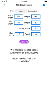 tile & grout calculator iphone screenshot 2
