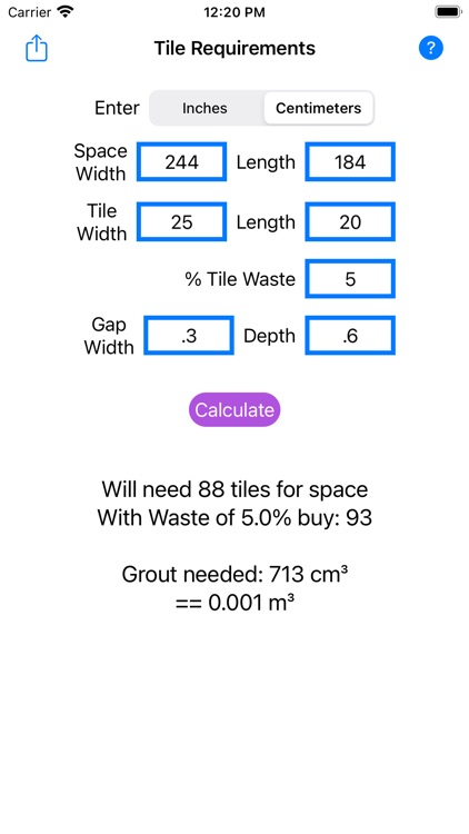 Tile & Grout Calculator
