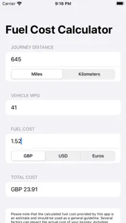 fuel cost calculator pro iphone screenshot 1