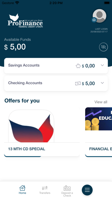 ProFinance FCU Mobile Banking Screenshot