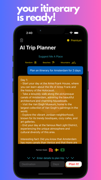 AI Trip Planner Screenshot