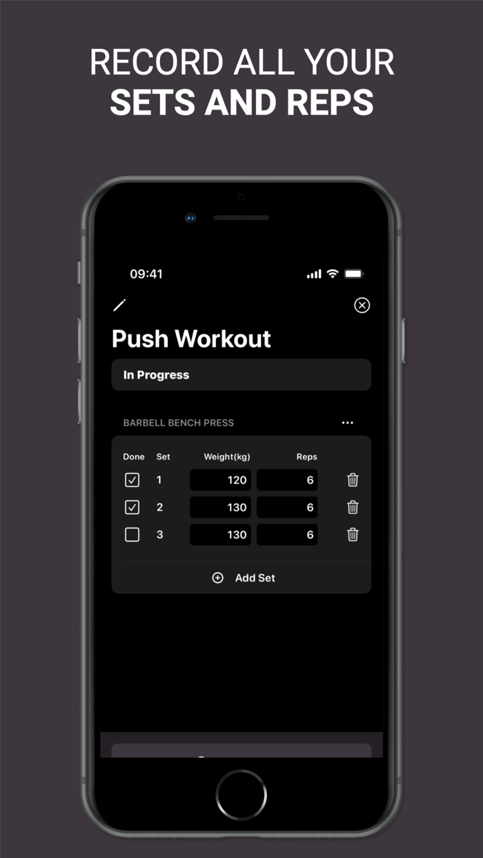 Set and Rep Counter Workout Log