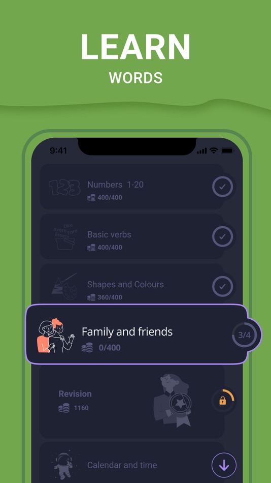 #3. Learn Italian Words by Levels (iOS) By: Mobiteach.ltd