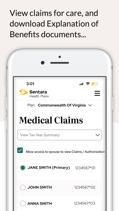 Sentara Health Plans Screenshot