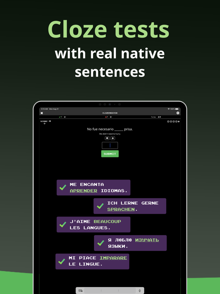 Clozemaster language learning