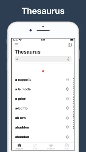 Moby Thesaurus - extended screenshot 1