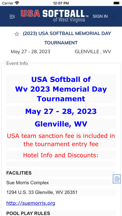 West Virginia Softball Screenshot