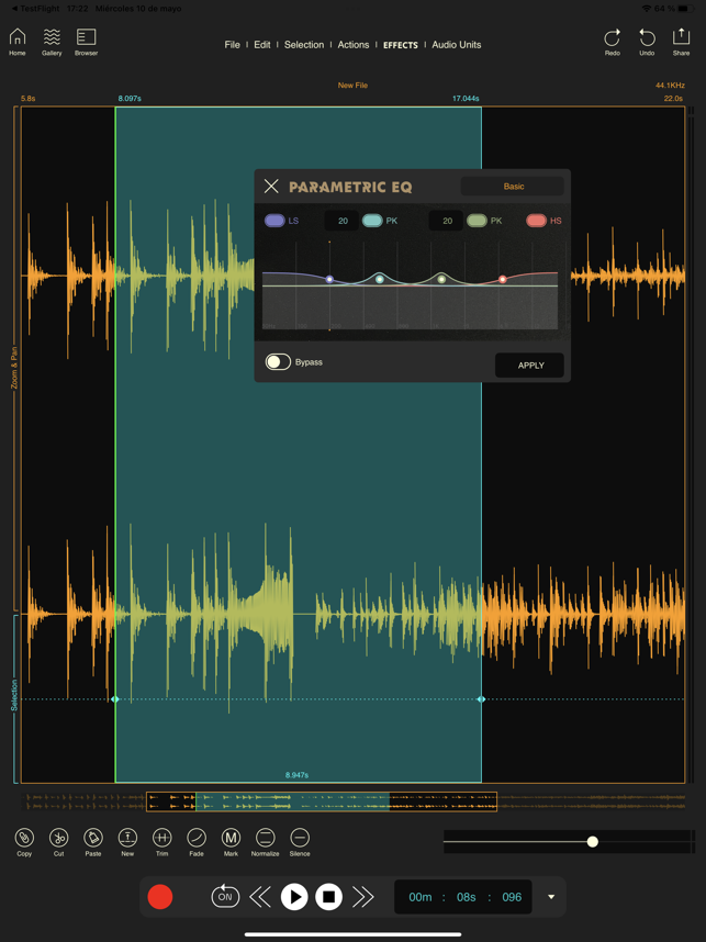 Tangkapan Layar Editor Audio Wavebox